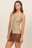 Strapless button-down bustier