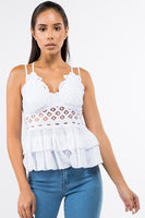 Cami Lace Ruffled Tank Top