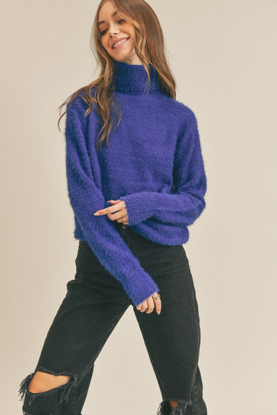 Fuzzy T-neck Sweater