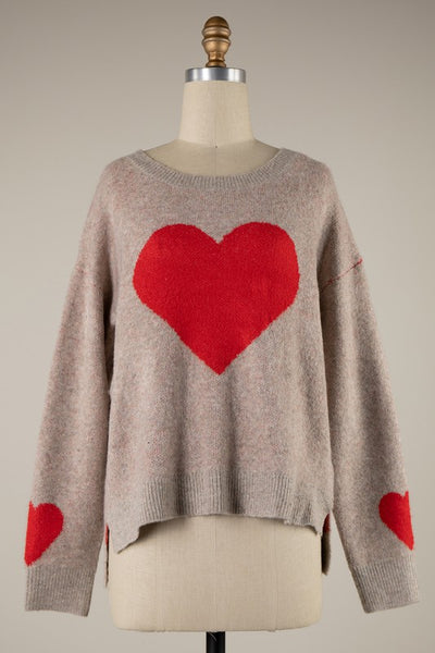 Beige Heart Sweater