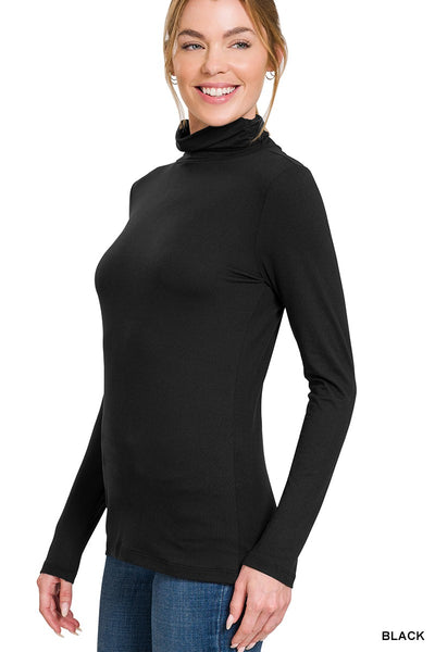 Microfiber mock neck