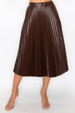 Faux Leather High-Rise Pleated Midi Skirt