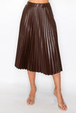 Faux Leather High-Rise Pleated Midi Skirt