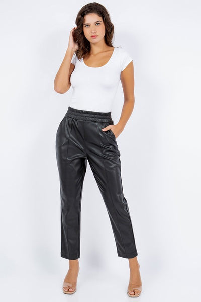 Faux Leather Straight Leg Pants