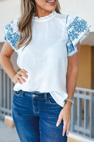 Embroidered sleeve blouse