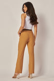 Stretchy Scuba Belted Side Pocket Straight Pants