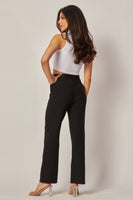 Stretchy Scuba Belted Side Pocket Straight Pants