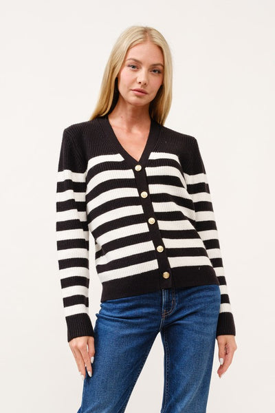 Striped V-neck Cardigan