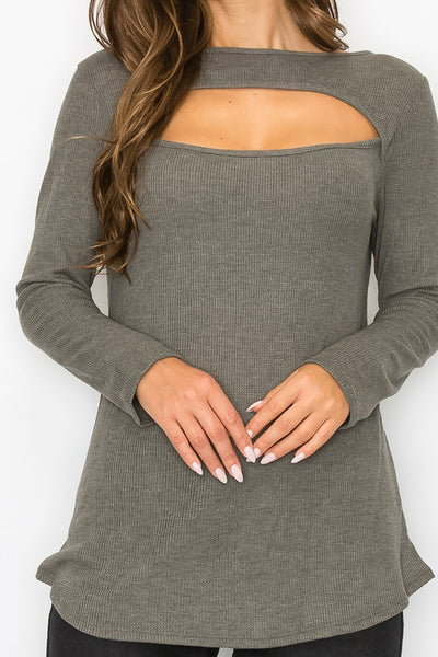 Peek-a-boo Olive top