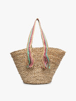 Seagrass Tote w/ Rainbow Braided Handles