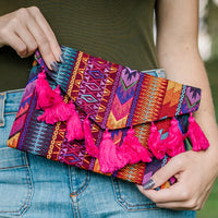 Geo Tassel Clutch