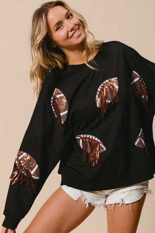 Sequin Football Sweatshirt