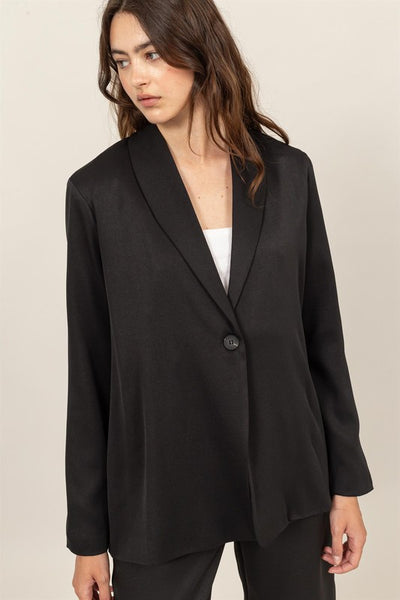 Single Button Sateen Blazer